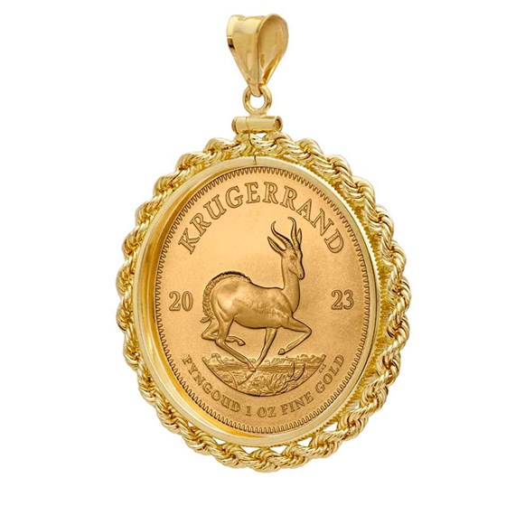 2024 1 oz Gold Krugerrand Pendant (Rope-Screw Top Bezel) 2024 1 oz Gold Krugerrand Pendant (Rope-Screw Top Bezel)