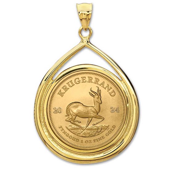 2024 1 oz Gold Krugerrand Teardrop Pendant (Prong Bezel) 2024 1 oz Gold Krugerrand Teardrop Pendant (Prong Bezel)