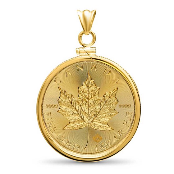 2024 1 oz Gold Maple Pendant (Plain-Front Bezel)