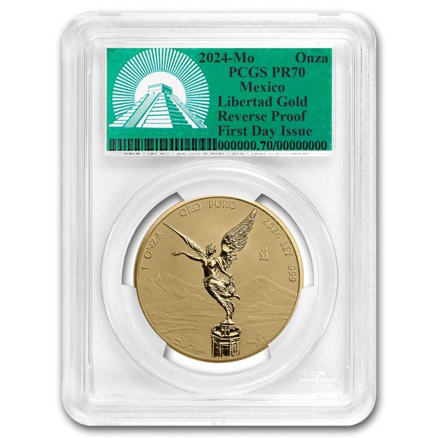 2024 1 oz Reverse Prf Gold Libertad PR-70 PCGS (FDI, Green Label)