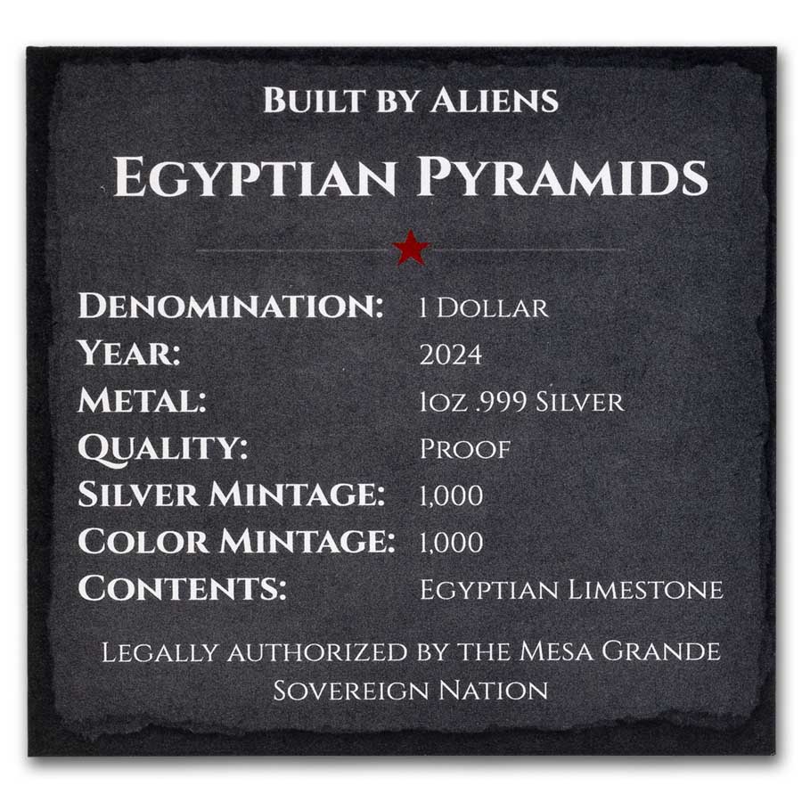 2024 1 oz Silver Built by Aliens: Egyptian Pyramids (Colorized)