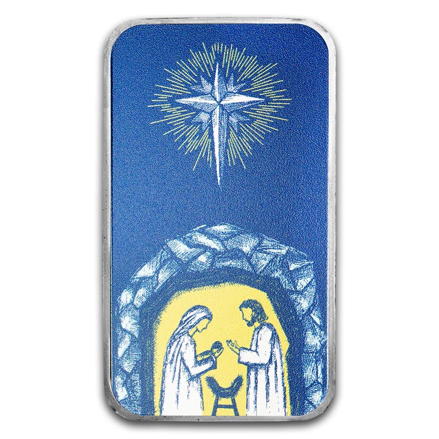 2024 1 oz Silver Colorized Bar - Beneath the Star of Bethlehem