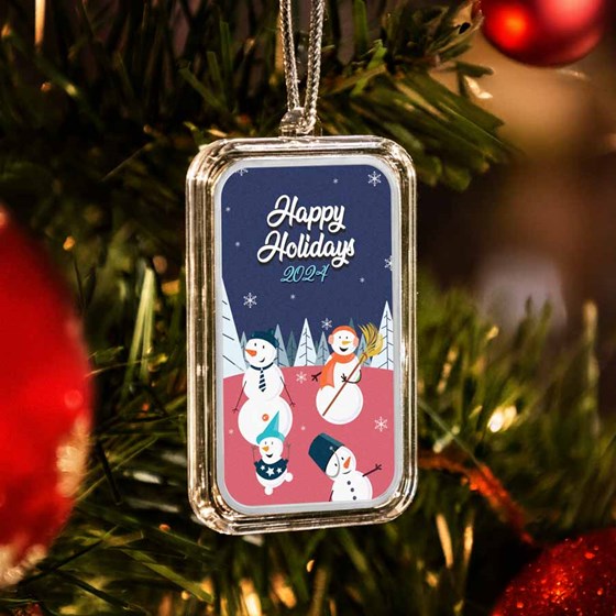 2024 1 oz Silver Colorized Bar - Cheery Snowmen 2024 1 oz Silver Colorized Bar - Cheery Snowmen