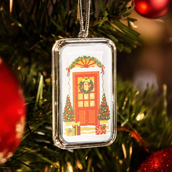 2024 1 oz Silver Colorized Bar - Festive Holidays Front Door
