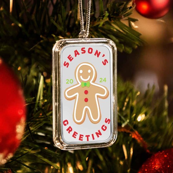 2024 1 oz Silver Colorized Bar - Gingerbread Cookies on Tray