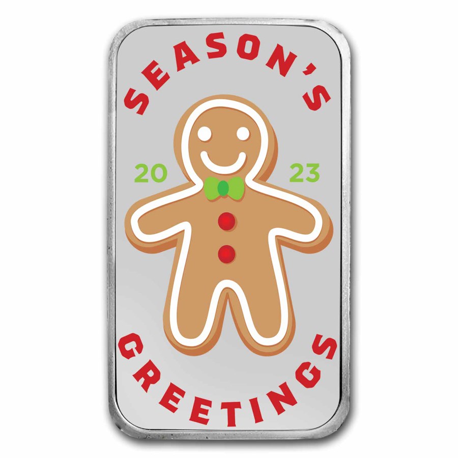2024 1 oz Silver Colorized Bar - Gingerbread Cookies on Tray