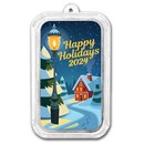2024 1 oz Silver Colorized Bar - Happy Holidays Street Lamp