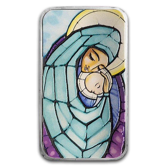 2024 1 oz Silver Colorized Bar - Mary Holding Baby Jesus 2024 1 oz Silver Colorized Bar - Mary Holding Baby Jesus