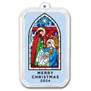 2024 1 oz Silver Colorized Bar - Stained Glass Nativity