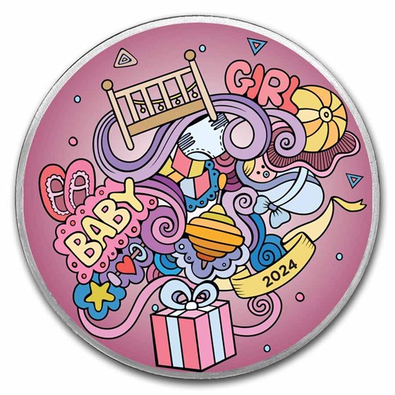 2024 1 oz Silver Colorized Round - APMEX (Baby Girl)