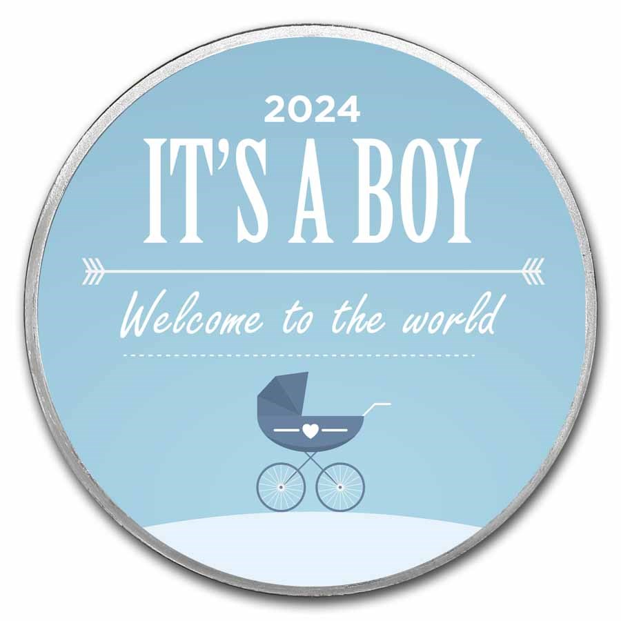 2024 1 oz Silver Colorized Round - APMEX (It's A Boy, Stroller)