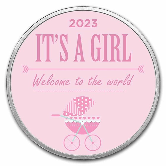 2024 1 oz Silver Colorized Round - APMEX (It's A Girl, Stroller)