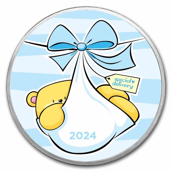 2024 1 oz Silver Colorized Round - APMEX (Special Delivery, Boy)