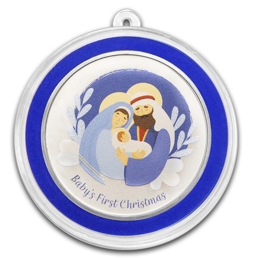 2024 1 oz Silver Colorized Round - Baby's 1st Christmas, Nativity