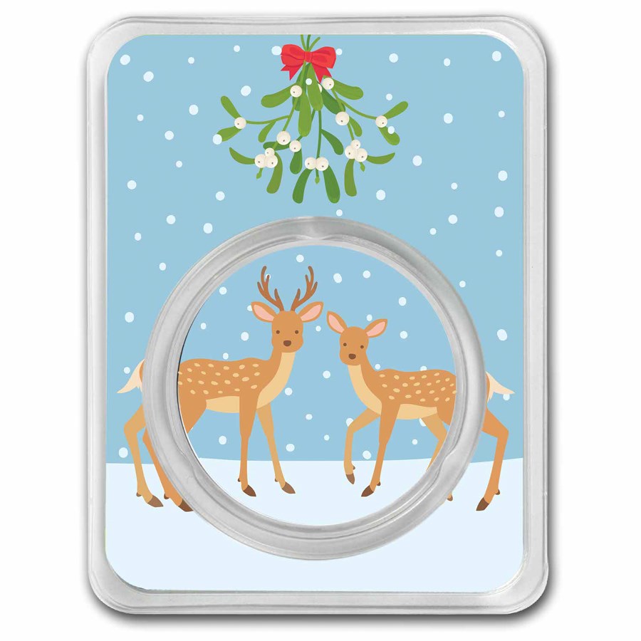 2024 1 oz Silver Colorized Round - Deer Under Mistletoe & Snow