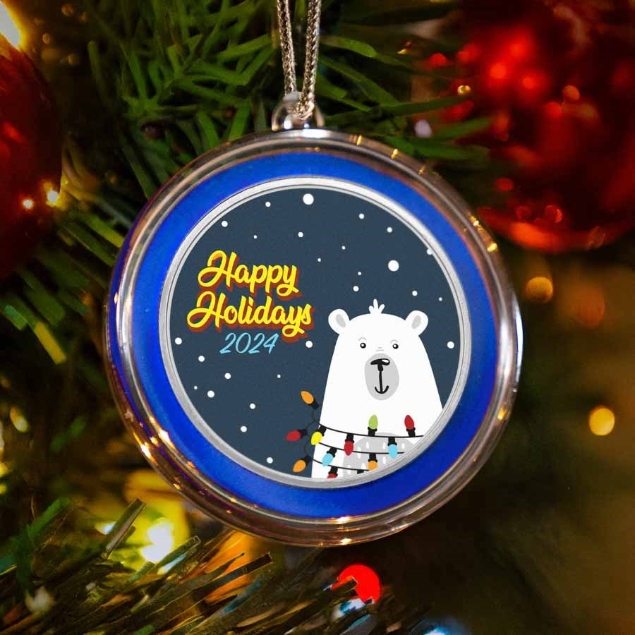 2024 1 oz Silver Colorized Round - Happy Holidays Polar Bear