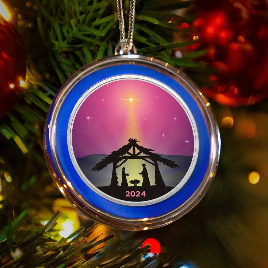 2024 1 oz Silver Colorized Round - Jesus In The Manger Purple