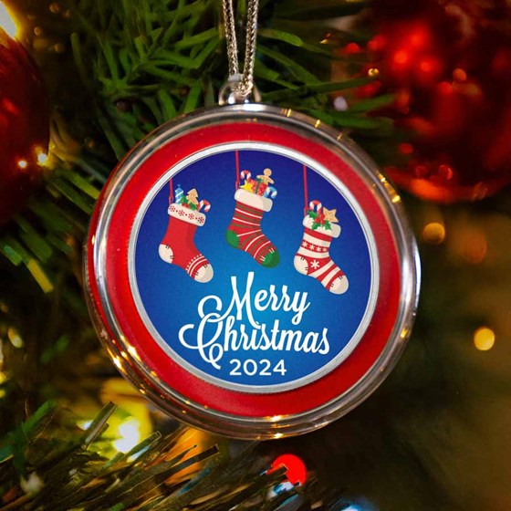 2024 1 oz Silver Colorized Round - Merry Christmas Stockings