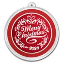 2024 1 oz Silver Colorized Round - Rosy Red Merry Christmas