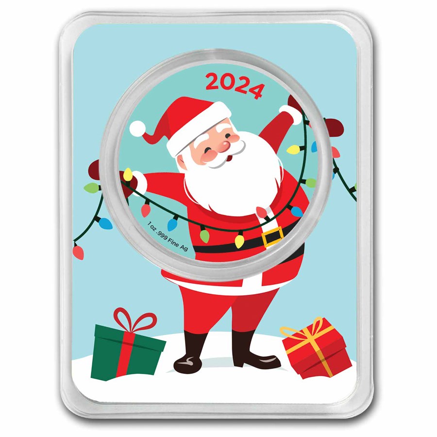 2024 1 oz Silver Colorized Round - Season's Greetings Santa