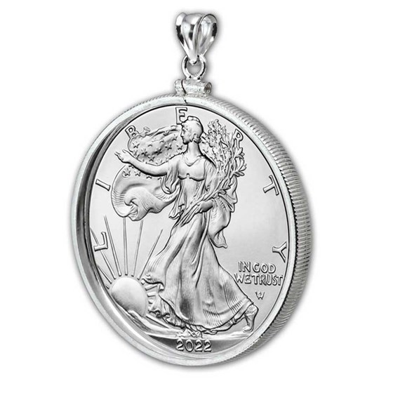 2024 1 oz Silver Eagle Pendant (Plain Front - Screw Top Bezel) 2024 1 oz Silver Eagle Pendant (Plain Front - Screw Top Bezel)