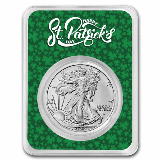2024 1 oz Silver Eagle - w/Happy St. Patrick's Day Card, In TEP