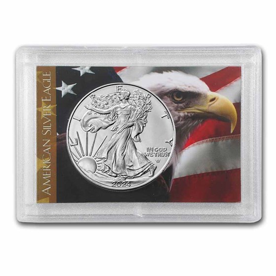 2024 1 oz Silver Eagle - w/Harris Holder, American Flag & Eagle