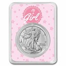 2024 1 oz Silver Eagle - w/"It's A Girl", Pink Card, In TEP