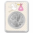 2024 1 oz Silver Eagle - w/"It's A Girl", Stork Card, In TEP