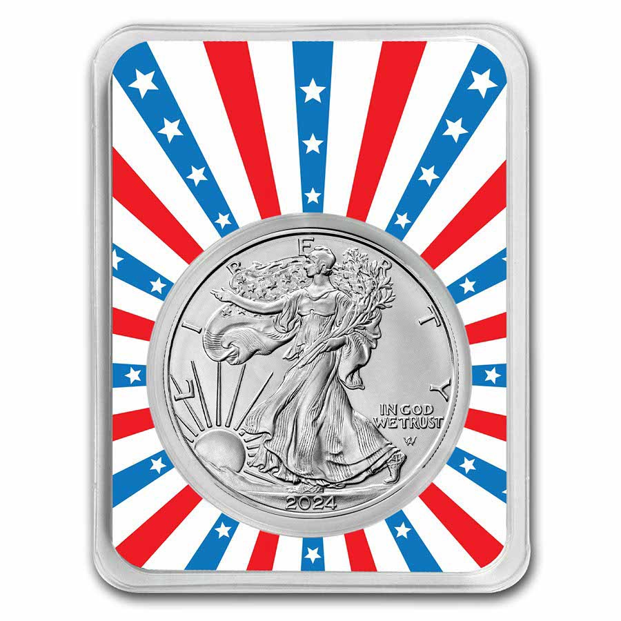 Buy 2024 1 oz Silver Eagle Stars & Stripes Burst TEP APMEX