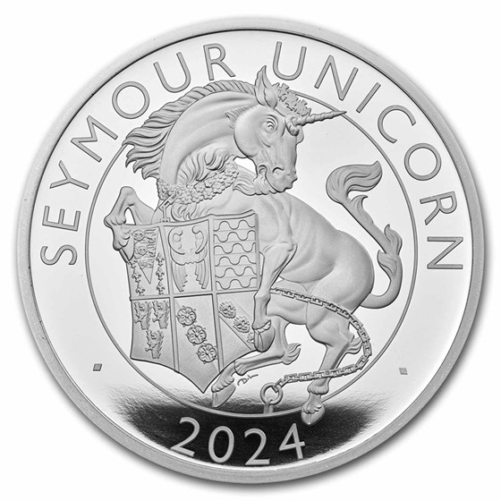 2024 1 oz Silver Royal Tudor Beasts Seymour Unicorn Pf (Box/COA)