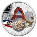 2024 1 oz Silver Treasures of the U.S. Utah Topaz (Colorized)