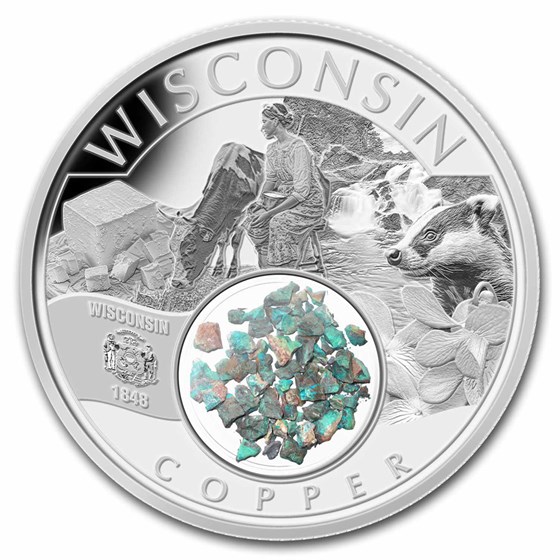 2024 1 oz Silver Treasures of the U.S. Wisconsin Copper (Box/COA) 2024 1 oz Silver Treasures of the U.S. Wisconsin Copper (Box/COA)