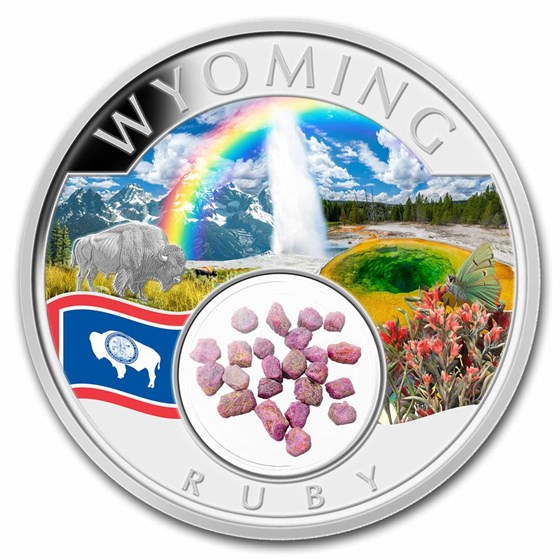 2024 1 oz Silver Treasures of the U.S. Wyoming Ruby (Colorized) 2024 1 oz Silver Treasures of the U.S. Wyoming Ruby (Colorized)