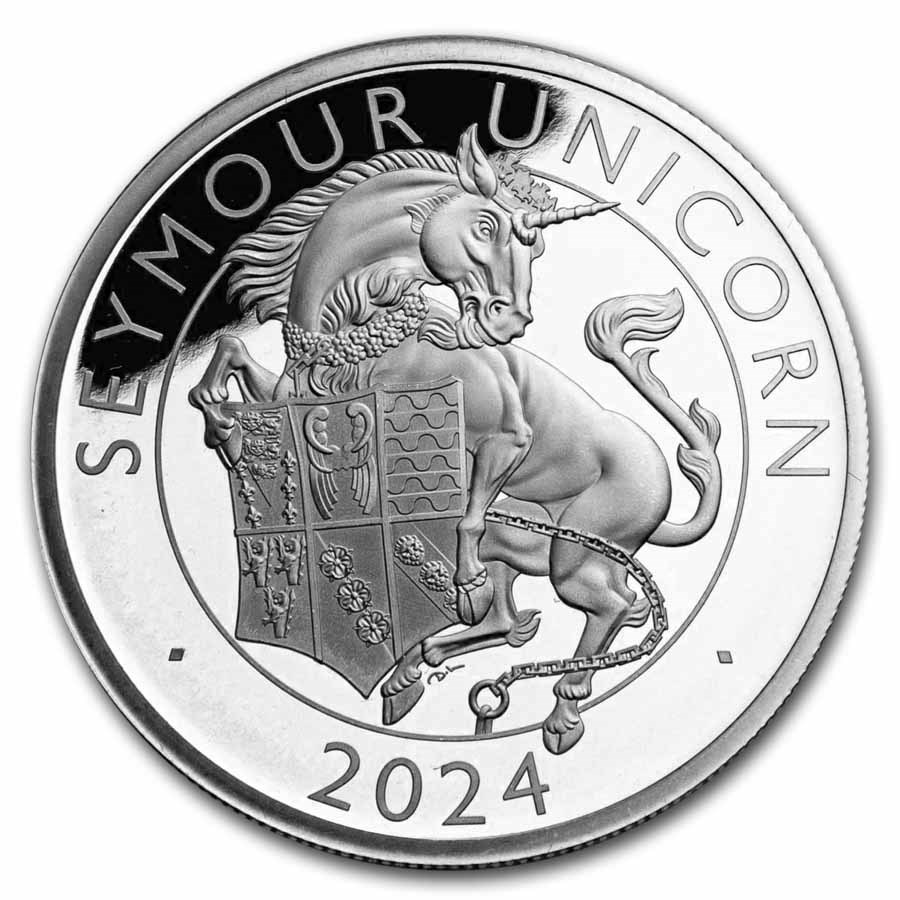 2024 2 oz Silver Royal Tudor Beasts Seymour Unicorn Prf (Box/COA)