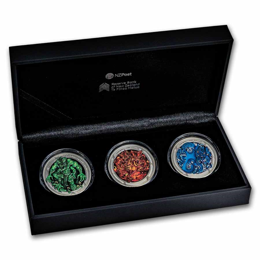 2024 - 2026 New Zealand 3-Coin Silver Taniwha Proof Set