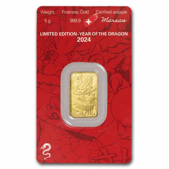 2024 5 gram Gold Bar - Argor-Heraeus Year of the Dragon (Assay)