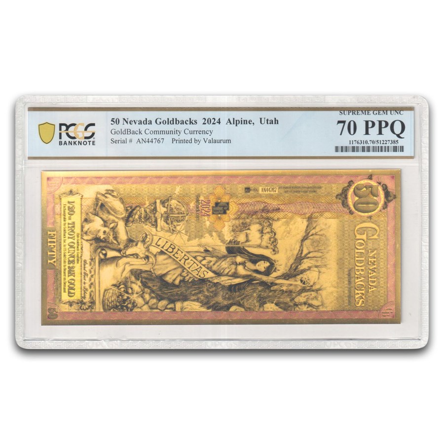 2024 50 Nevada Goldback Aurum Gold Foil Note 24k MS-70 PCGS