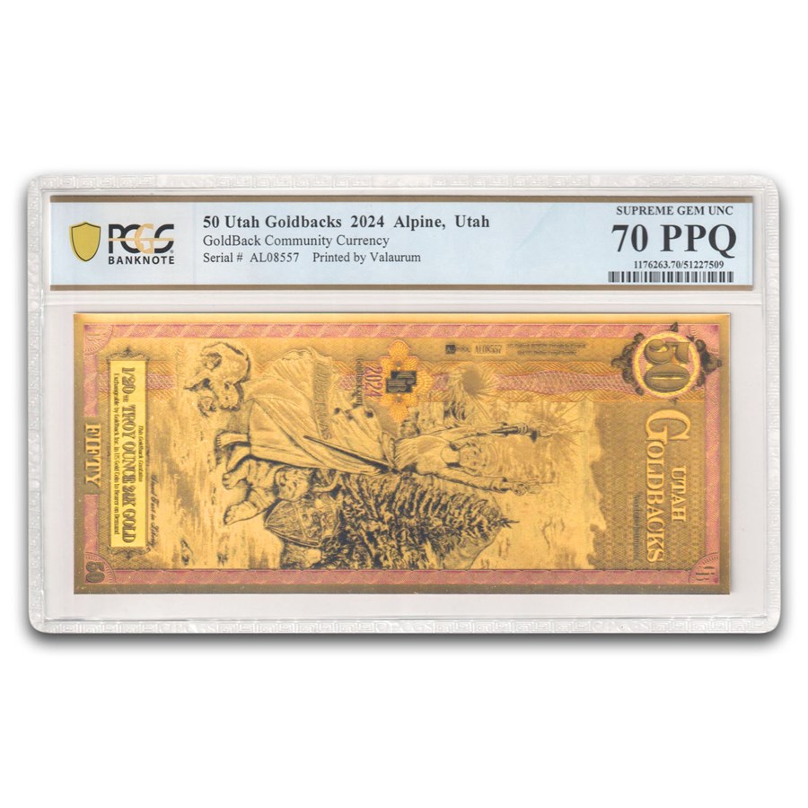 2024 50 Utah Goldback Aurum Gold Foil Note 24k MS-70 PCGS