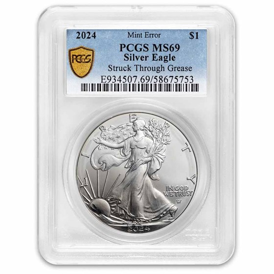2024 American Silver Eagle MS-69 PCGS (Error, Struck-Thru Obv) 2024 American Silver Eagle MS-69 PCGS (Error, Struck-Thru Obv)