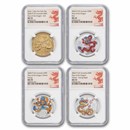 2024 AUS 1/2 oz Ag 10-Coin Colorized Lunar Dragon Set MS-70 NGC