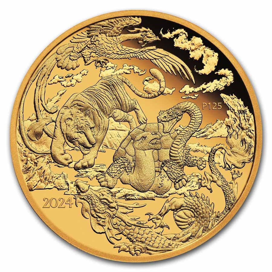2024 AUS 1 oz Gold Chinese Myths & Legends Four Guardians Proof