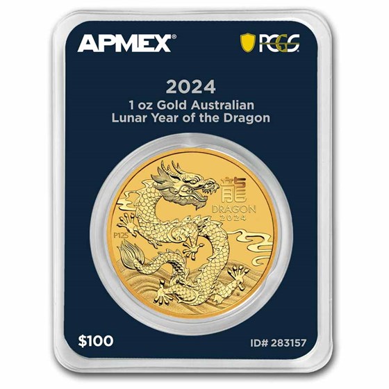 2024 AUS 1 oz Gold Lunar Year of the Dragon (MD® Premier+PCGS) 2024 AUS 1 oz Gold Lunar Year of the Dragon (MD® Premier+PCGS)