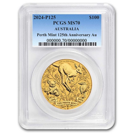 2024 AUS 1 oz Gold Perth Mint's 125th Anniversary MS-70 PCGS 2024 AUS 1 oz Gold Perth Mint's 125th Anniversary MS-70 PCGS