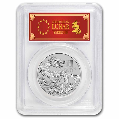 2024 AUS 1 oz Platinum Lunar Dragon MS-70 PCGS (FS, Red Label)