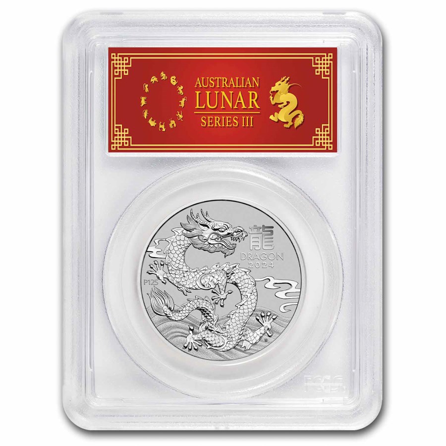 2024 AUS 1 oz Platinum Lunar Dragon MS-70 PCGS (FS, Red Label) 2024 AUS 1 oz Platinum Lunar Dragon MS-70 PCGS (FS, Red Label)