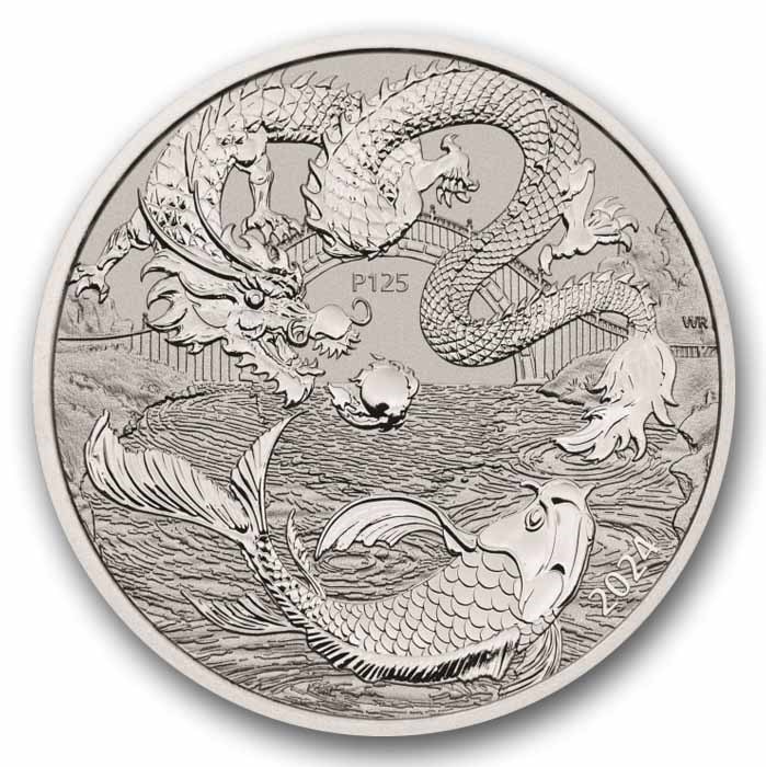 2024 AUS 1 oz Platinum Myths & Legends Rev. Proof Dragon & Koi