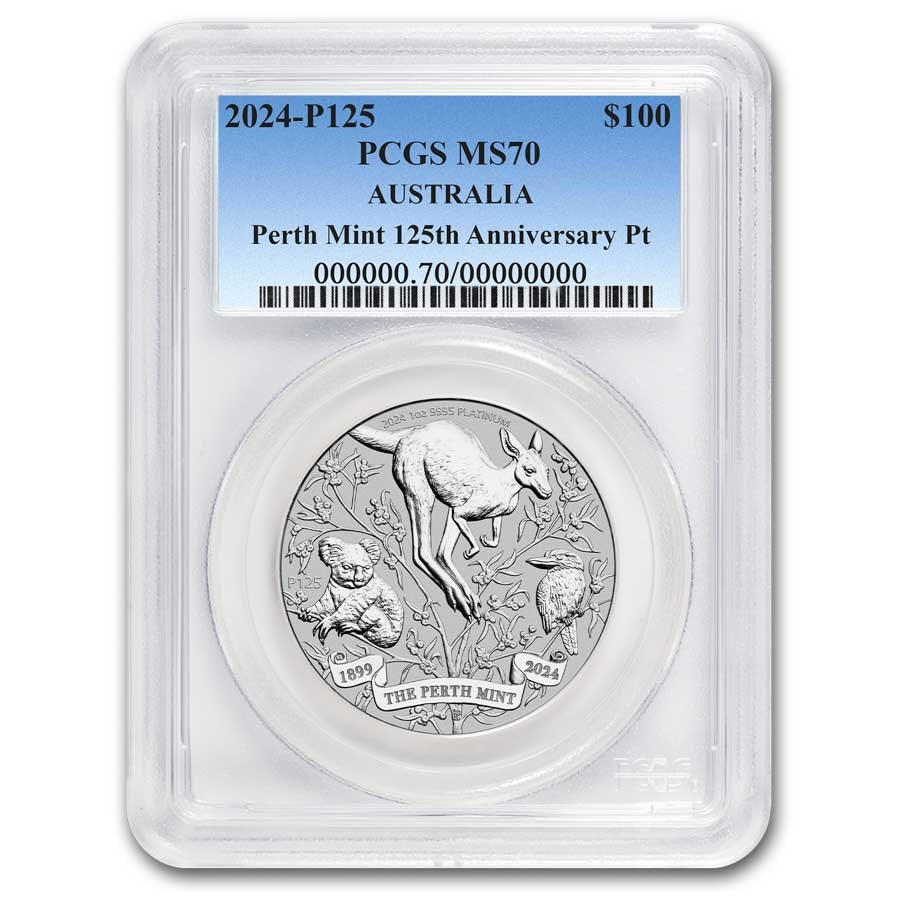 2024 AUS 1 oz Platinum Perth Mint's 125th Anniversary MS-70 PCGS