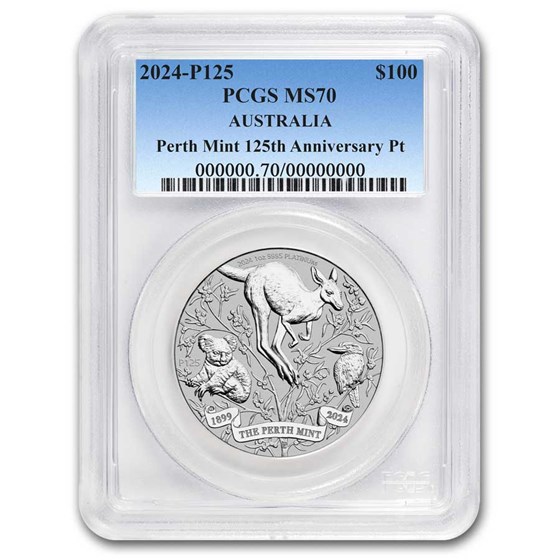 2024 AUS 1 oz Platinum Perth Mint's 125th Anniversary MS-70 PCGS 2024 AUS 1 oz Platinum Perth Mint's 125th Anniversary MS-70 PCGS