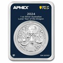 2024 AUS 1 oz Silver Lunar Dragon BU SIII (MD® Premier+PCGS)